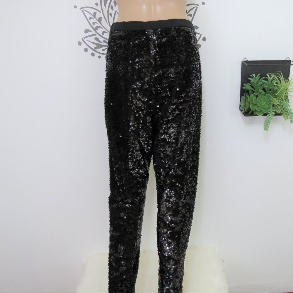 Joan Vass Fabulous Black Sequin Pants M - Picture 4 of 4